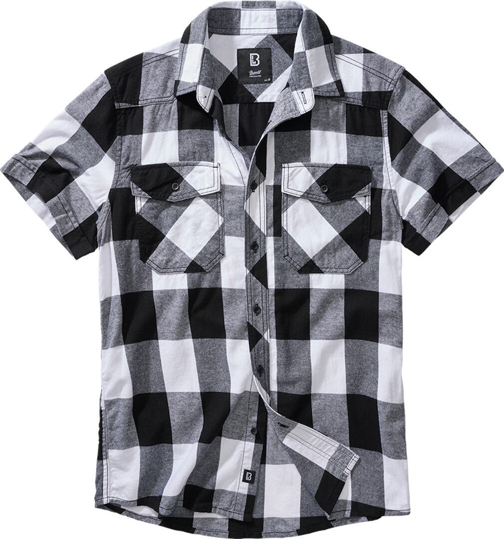 Brandit Checkshirt Short Sleeve Shirt, black-white, Size S, black-white, Size S