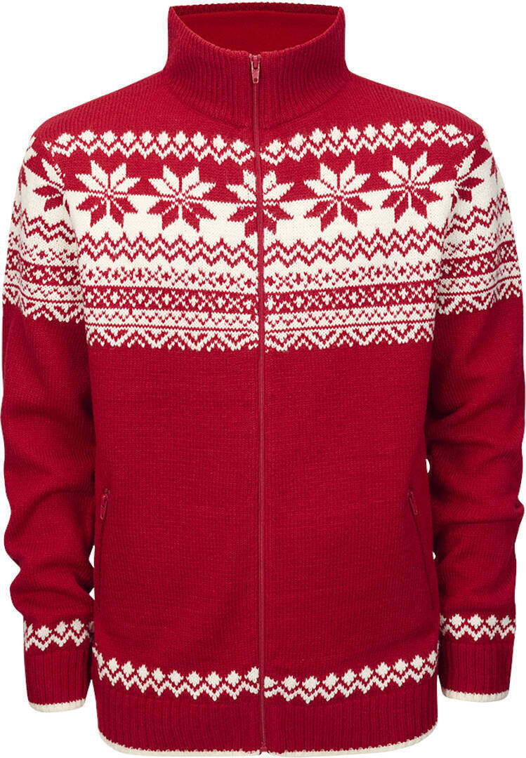 Brandit Norweger Zip Pullover, white-red, Size S, white-red, Size S