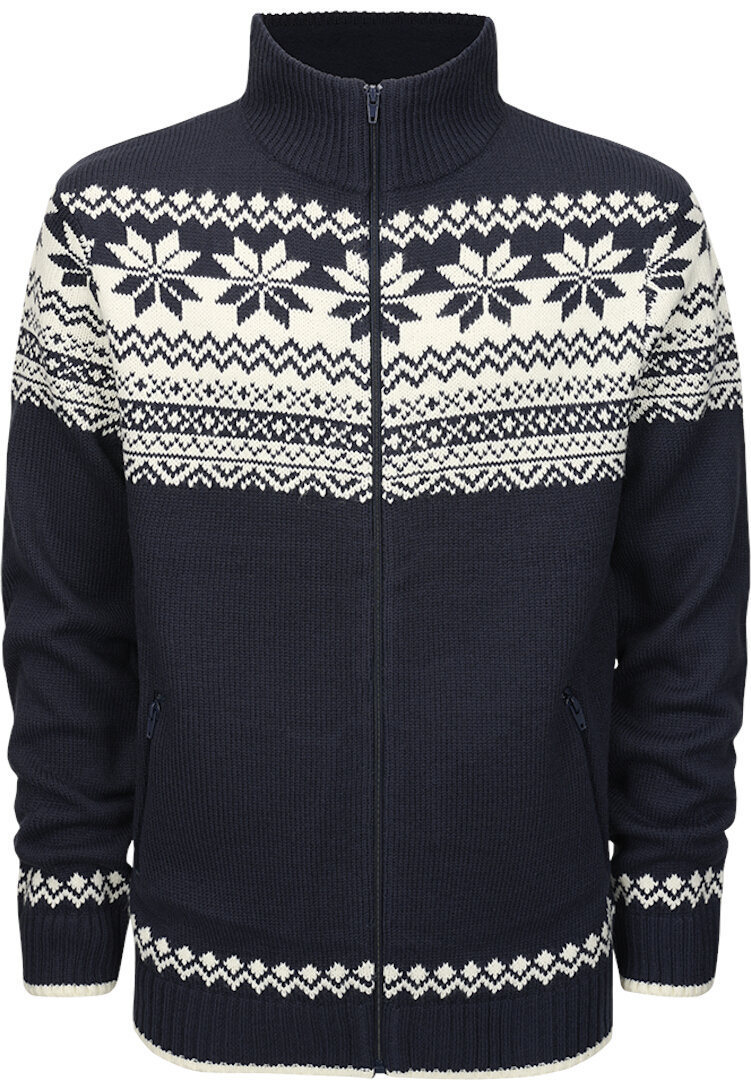 Brandit Norweger Zip Pullover, white-blue, Size S, white-blue, Size S