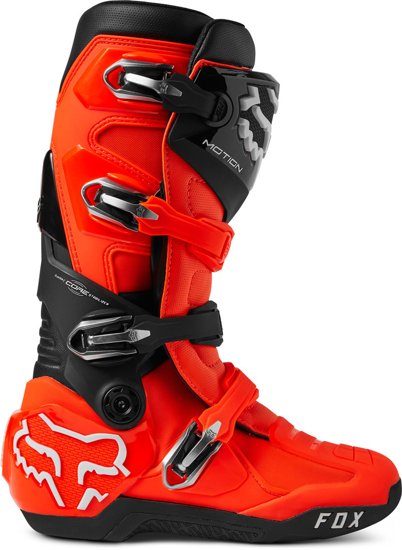 Side view of FOX Motion Motocross Boots, orange, Size 50 for Men
