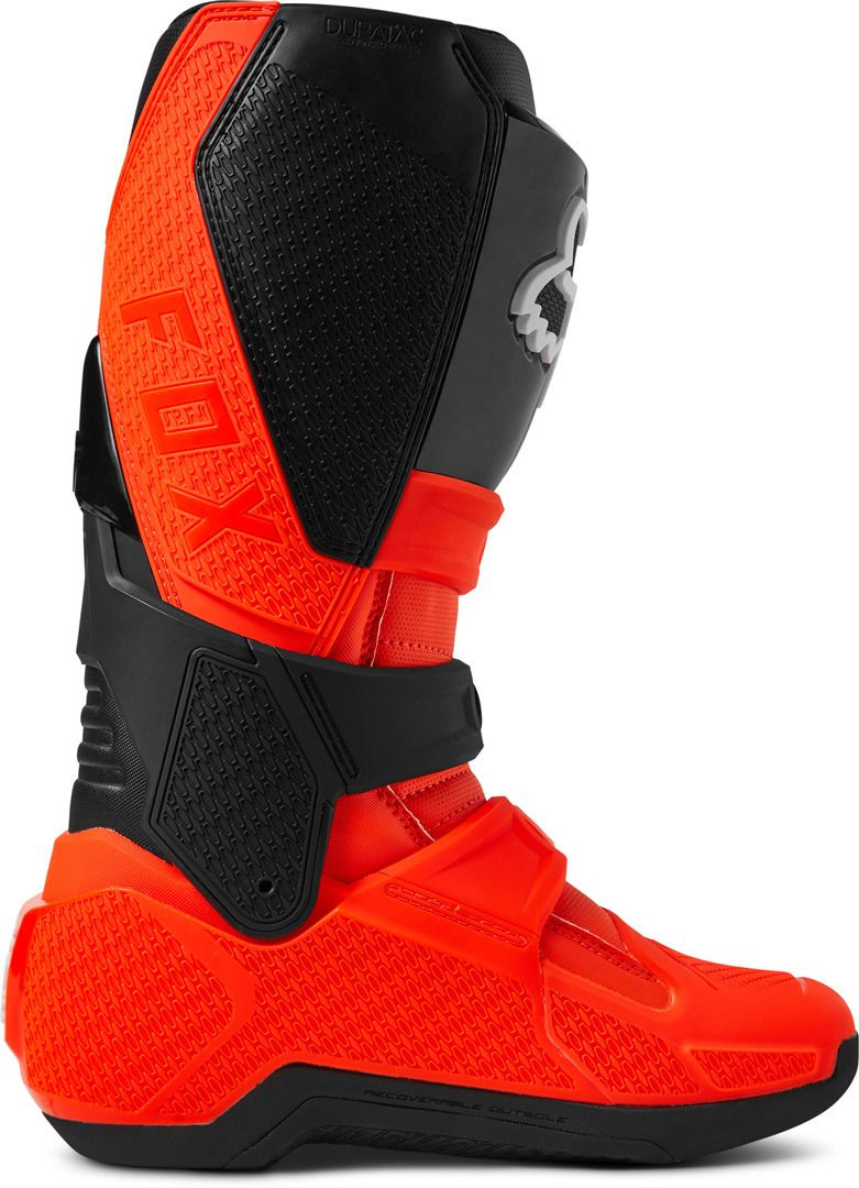 Side view of FOX Motion Motocross Boots, orange, Size 50 for Men