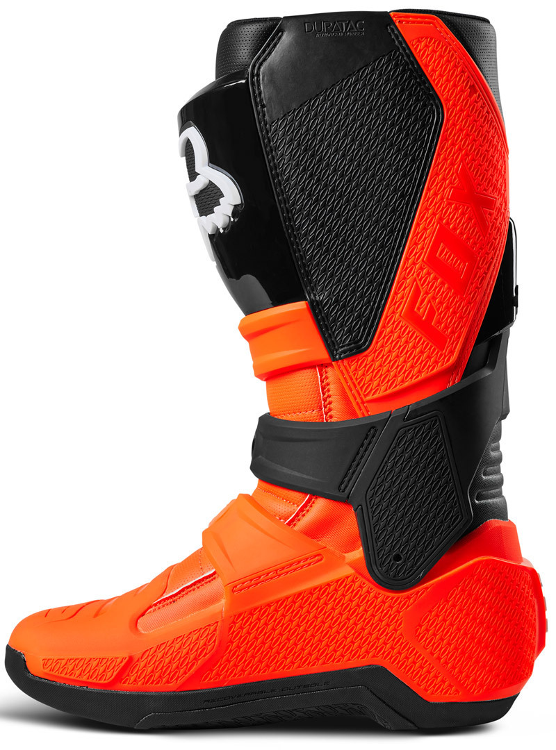 Side view of FOX Motion Motocross Boots, orange, Size 50 for Men