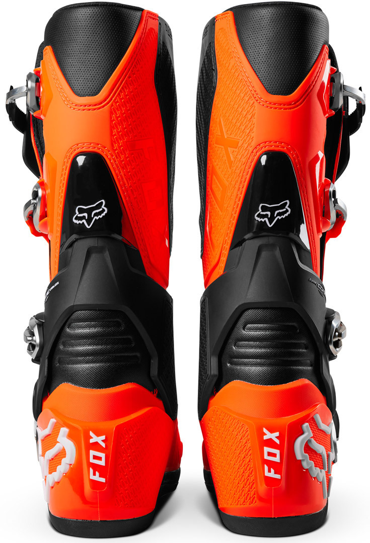 Side view of FOX Motion Motocross Boots, orange, Size 50 for Men
