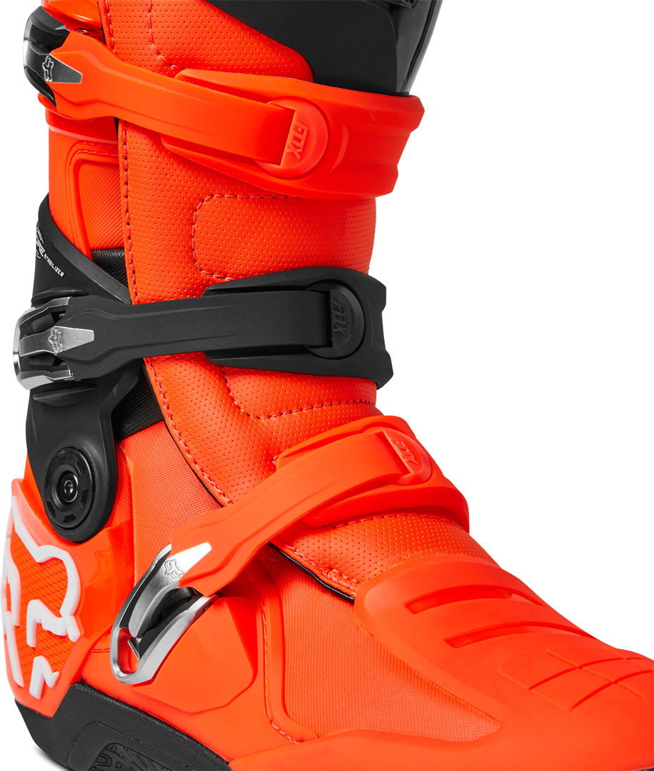 Side view of FOX Motion Motocross Boots, orange, Size 50 for Men