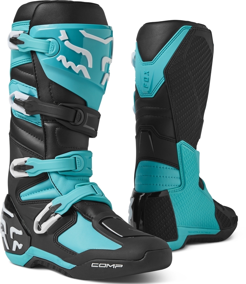 FOX Comp Motocross Boots, turquoise, Size 44, turquoise, Size 44