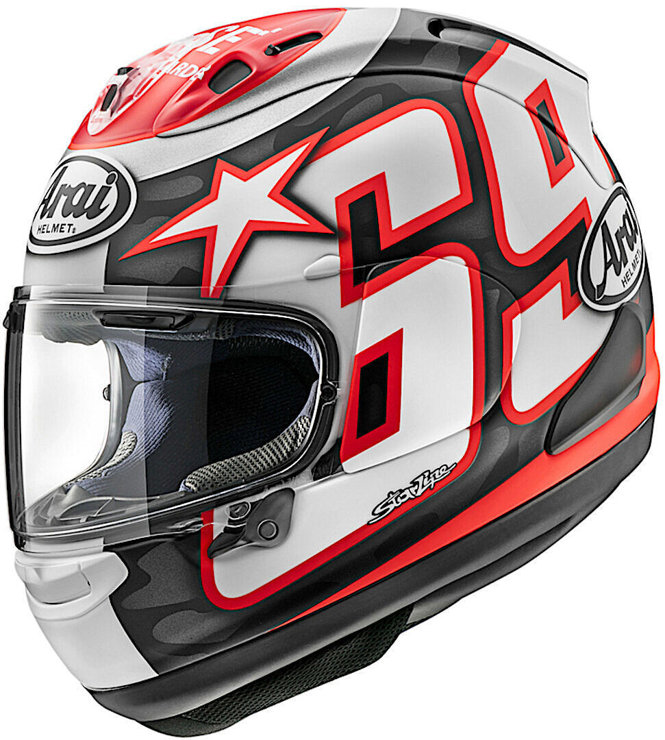 Image of Arai RX-7V Evo Nicky Reset Casco, nero-bianco-rosso, dimensione S