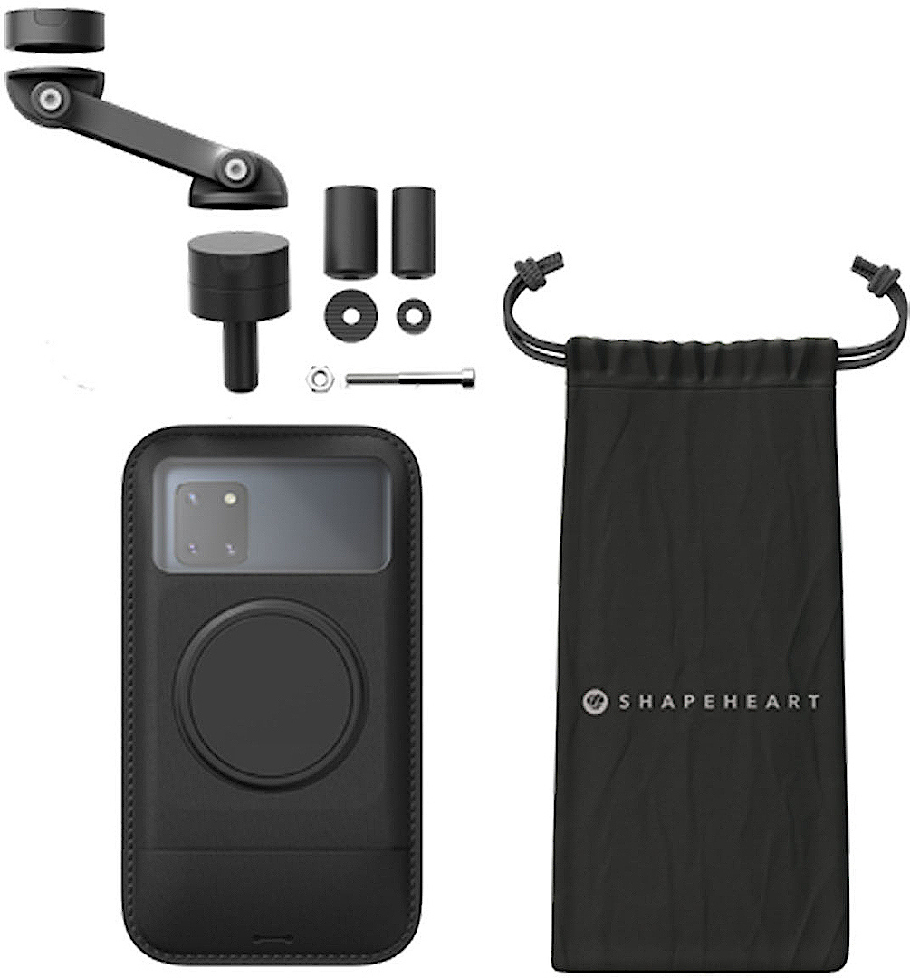 Shapeheart Motorcycle Bundle Boost Magnetic Smartphone Mount for Motorcycle Stem Handlebars, black, Size M, black, Size M