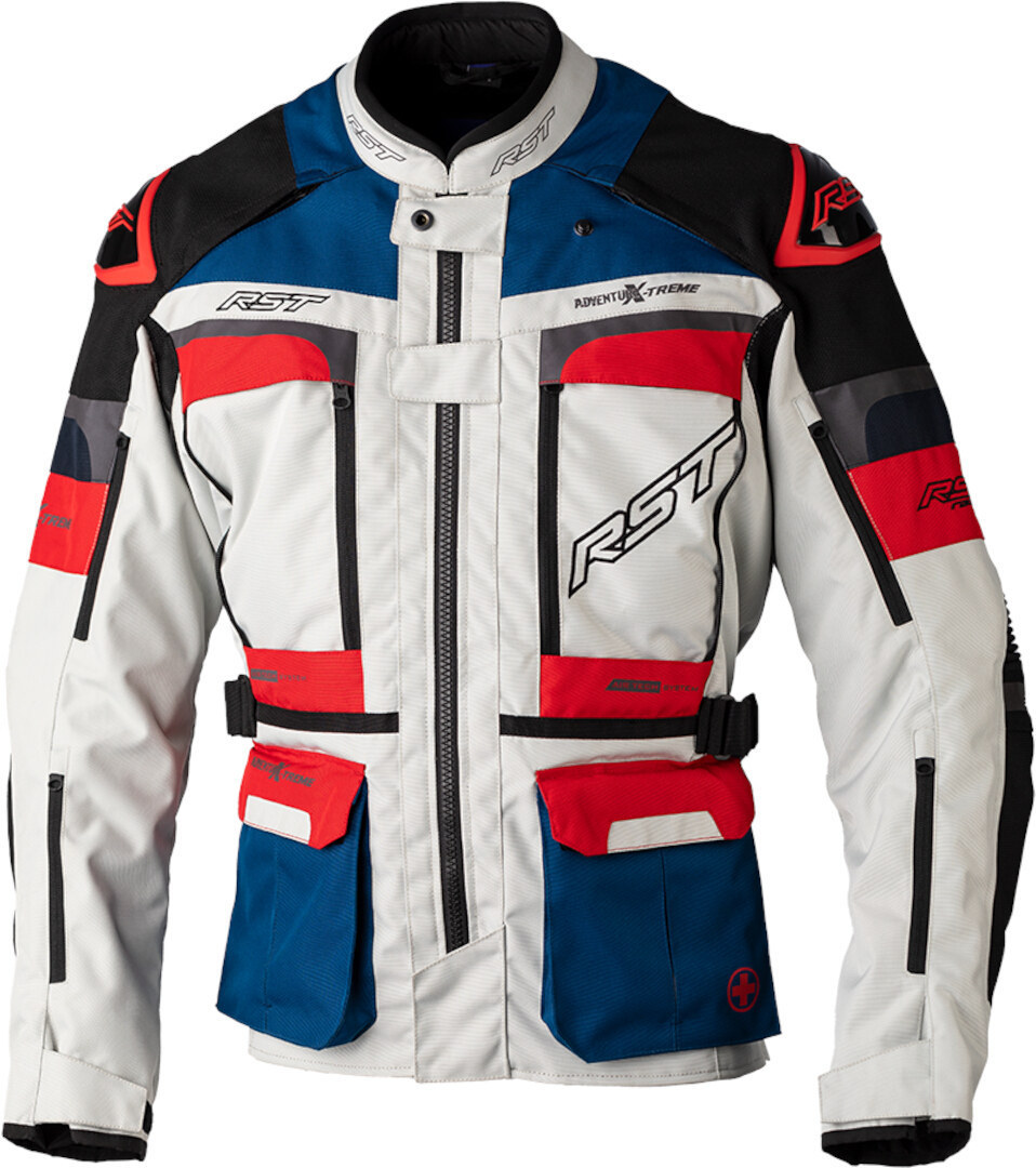 RST Pro Series Adventure-Xtreme Motorcycle Textile Jacket, white-red-blue, Size S, white-red-blue, Size S