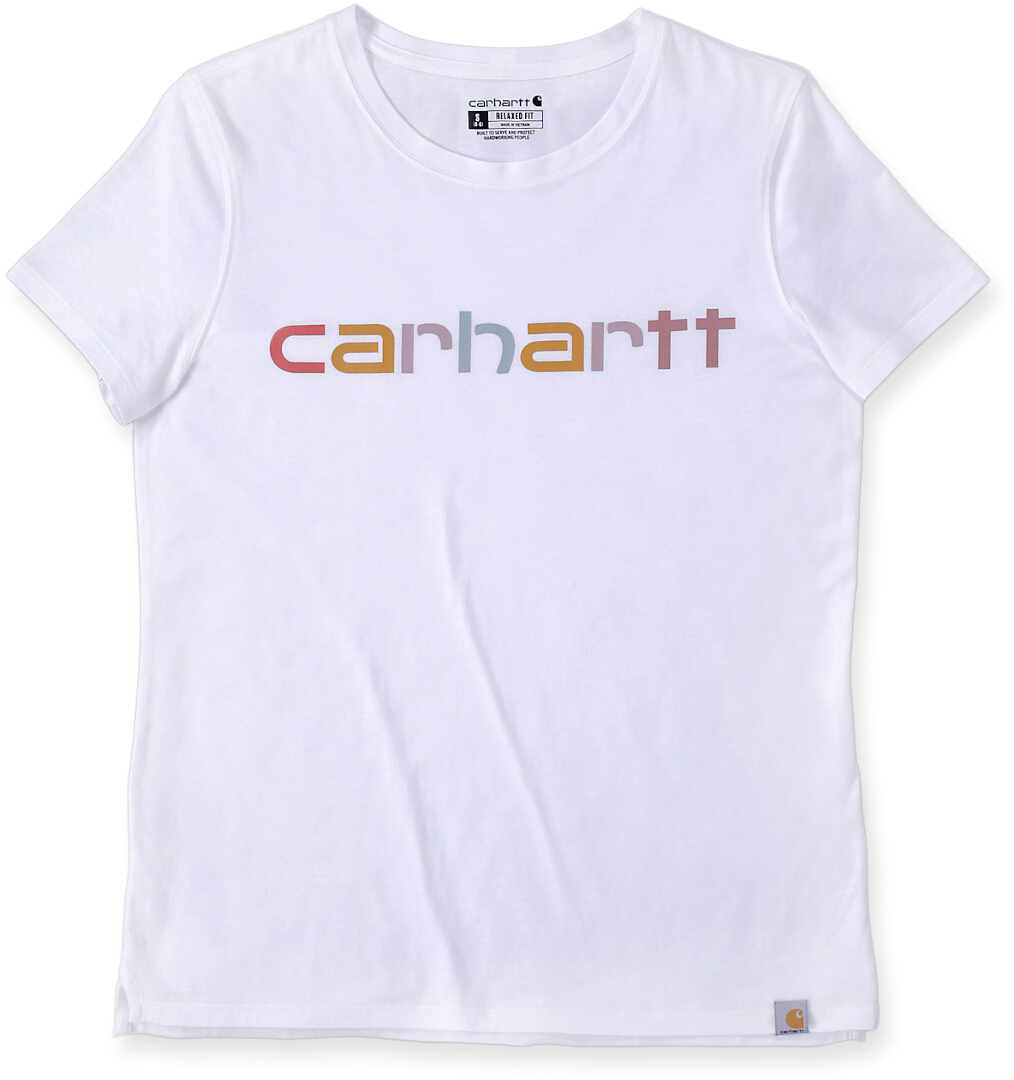 Carhartt Relaxed Fit Lightweight Multi Color Logo Graphic T-Shirt Femme, blanc, taille XS pour Femmes
