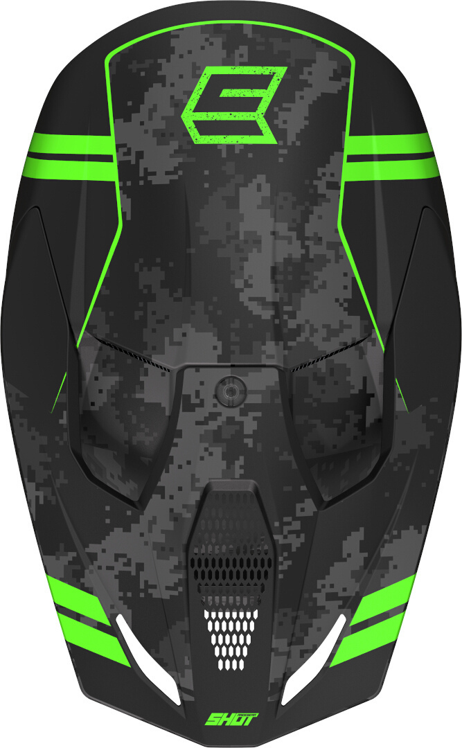 Side view of Shot Furious Army Motocross Helmet, black-green, Size L for Men