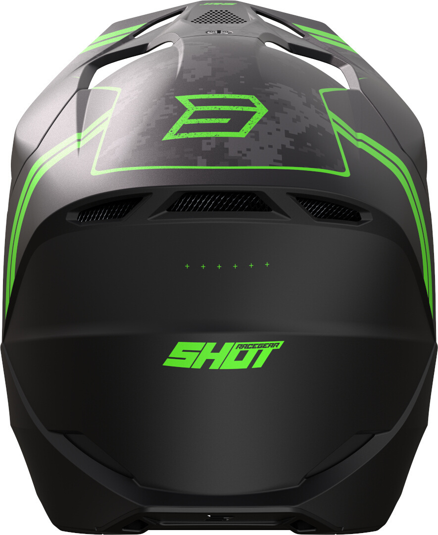 Side view of Shot Furious Army Motocross Helmet, black-green, Size L for Men