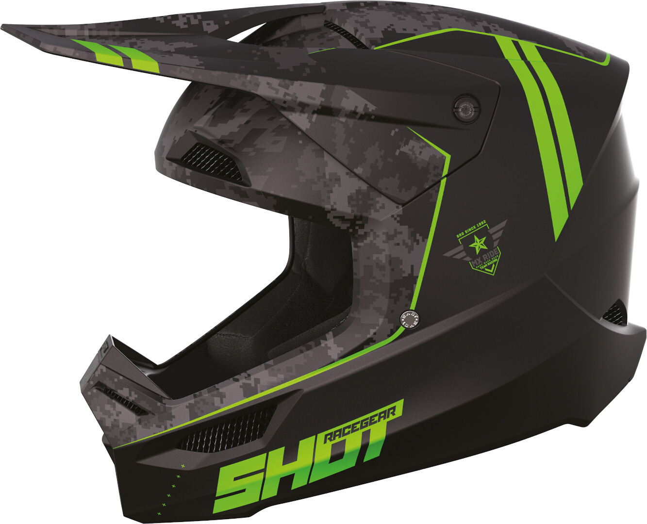 Shot Furious Army Motocross Helmet, black-green, Size XS, black-green, Size XS