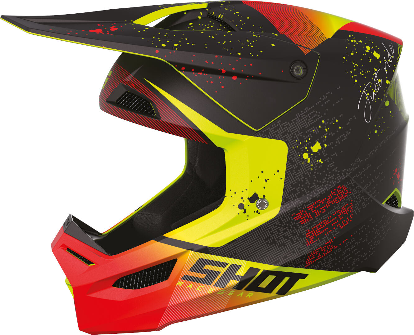 Shot Furious Matrix Motocross Helmet, black-red-yellow, Size S, black-red-yellow, Size S