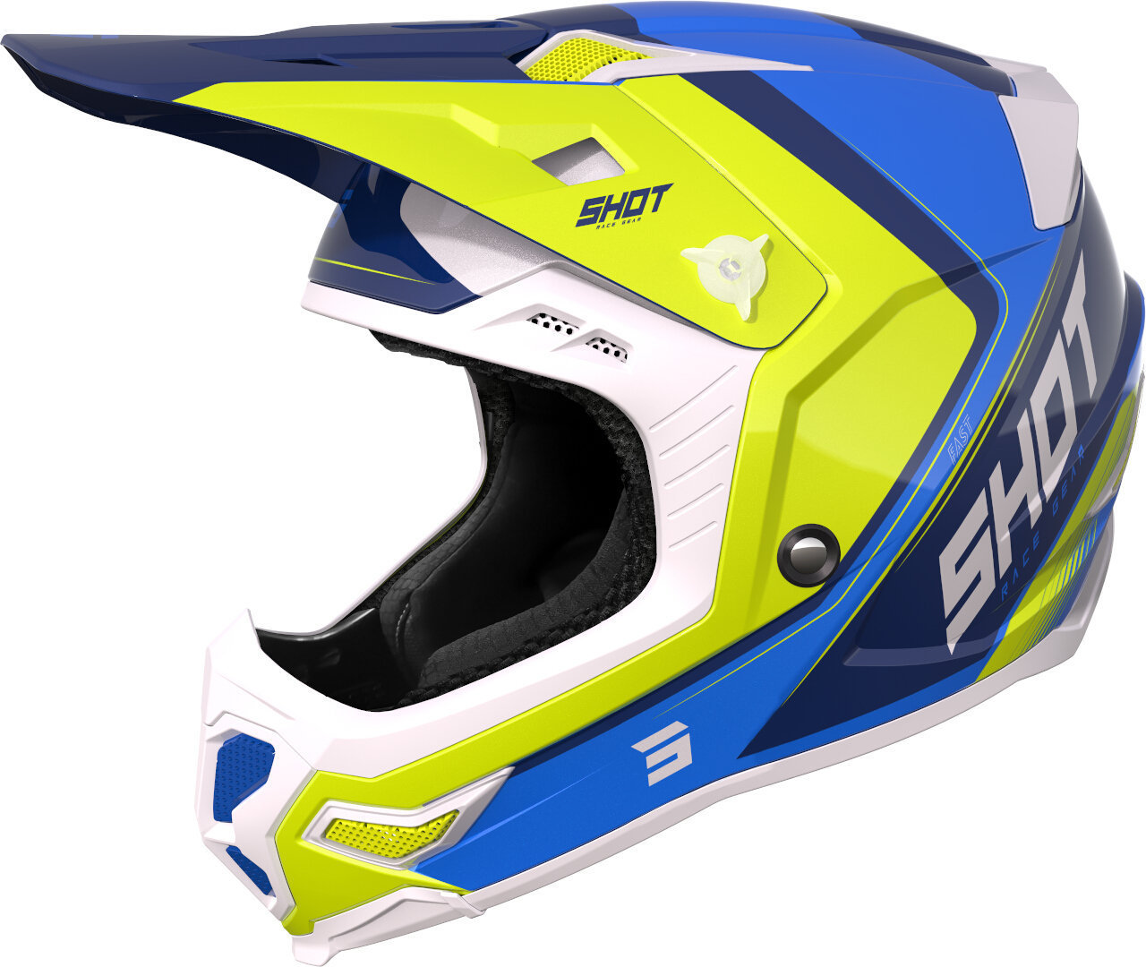Shot Core Fast Motocross Helmet, blue-yellow, Size S, blue-yellow, Size S