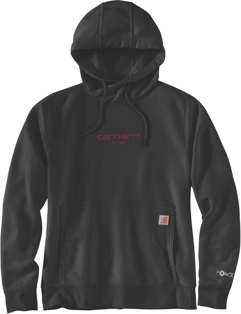 Image of Carhartt Force Relaxed Fit Lightweight Graphic Felpa con cappuccio da donna, nero, dimensione L per donne