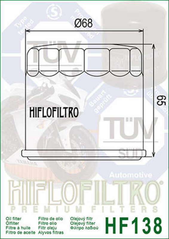 Hiflofiltro Filtre à huile chrome - HF138C