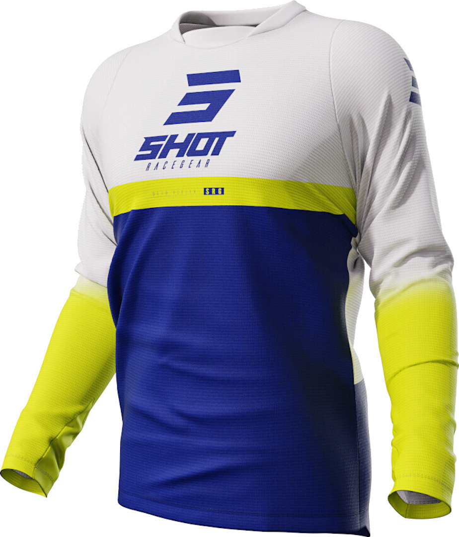 Shot Devo Reflex Motocross tröja, vit-blå-gul, storlek 2XL