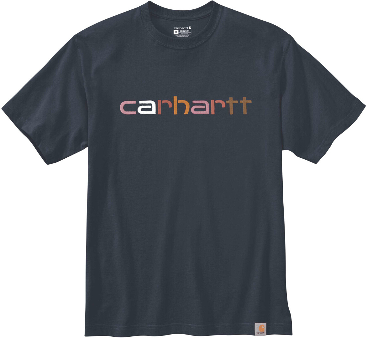 Image of Carhartt Relaxed Fit Heavyweight Multi Color Logo Graphic Maglietta, blu, dimensione S