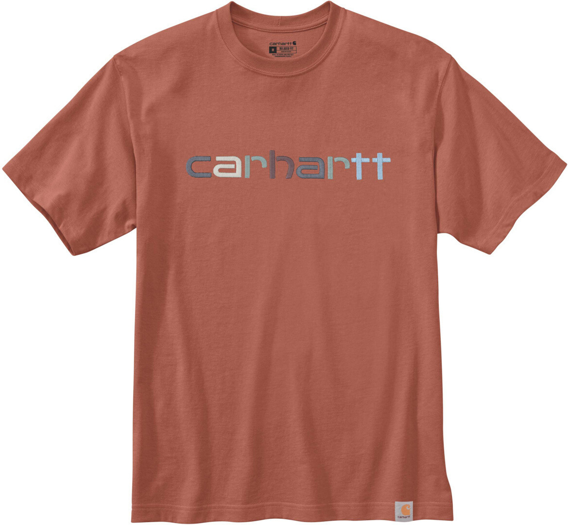 Image of Carhartt Relaxed Fit Heavyweight Multi Color Logo Graphic Maglietta, marrone, dimensione L