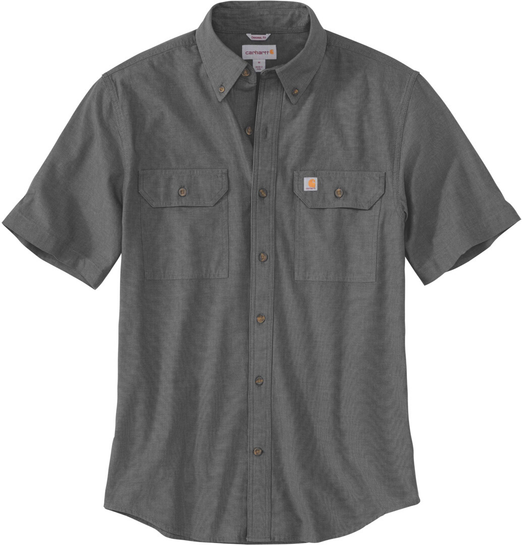 Image of Carhartt Loose Fit Midweight Chambray Camicia a maniche corte, nero-grigio, dimensione M