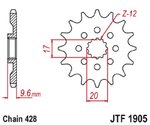 JT SPROCKETS Standard-Stahlkettenrad 1905 - 428