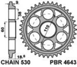 PBR Zadní ozubené kolo z tvrzené oceli C45 4643 - 530