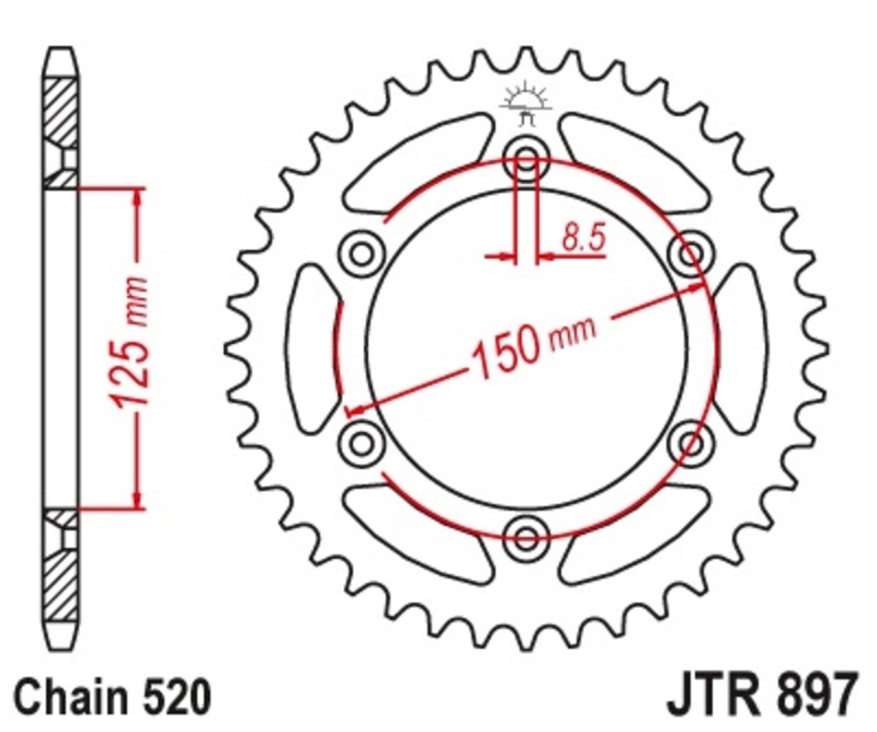 JT SPROCKETS Стандартная стальная заводная головка 897 - 520