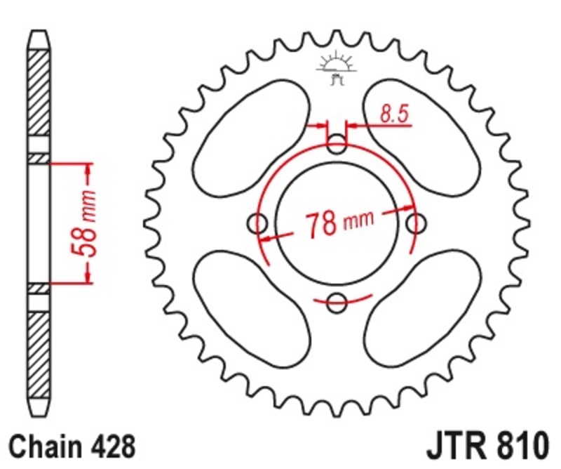 JT SPROCKETS Couronne acier standard 810 - 428