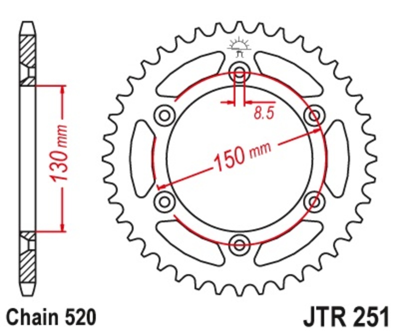 JT SPROCKETS Steel Self-Cleaning Rear Sprocket 251 - 520