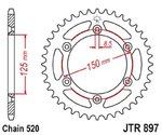 JT SPROCKETS Standard-Stahlkrone 897 - 520