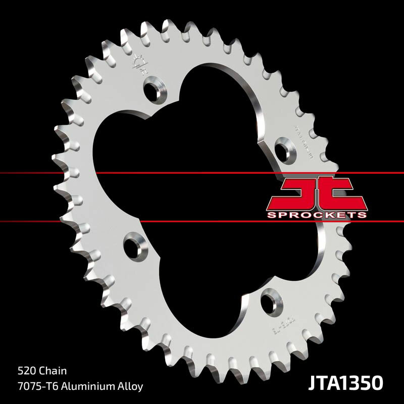 JT SPROCKETS Aluminium Ultra-Light Rear Sprocket 1350 - 520, Size 10 mm, Size 10 mm