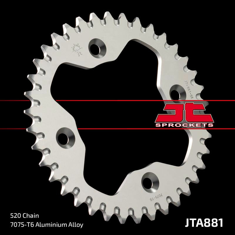 JT SPROCKETS Aluminium Ultra-Light Rear Sprocket 881 - 520, Size 10 mm, Size 10 mm