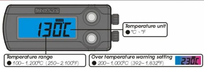 Image of KOSO Indicatore universale della temperatura dei gas di scarico - nero, nero