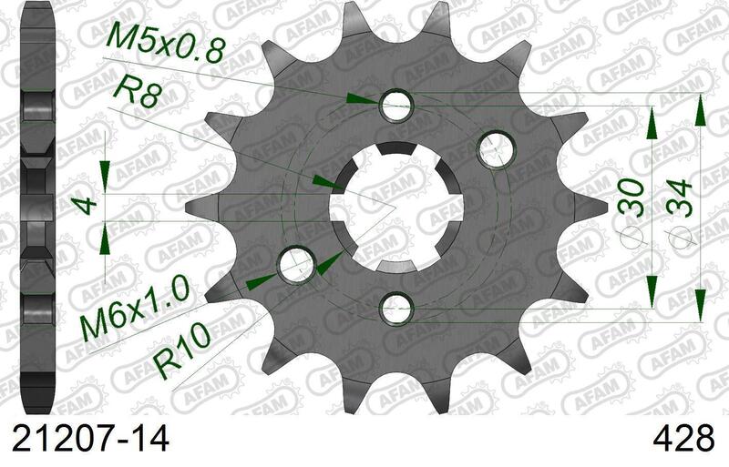 AFAM Pignon acier standard 21207 - 428, taille 65 mm