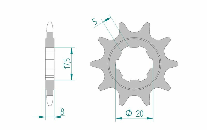 AFAM Steel Standard Front Sprocket 94306 - 520, Size 55 mm, Size 55 mm