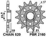 PBR Standard tannhjul foran i stål 2160 - 520