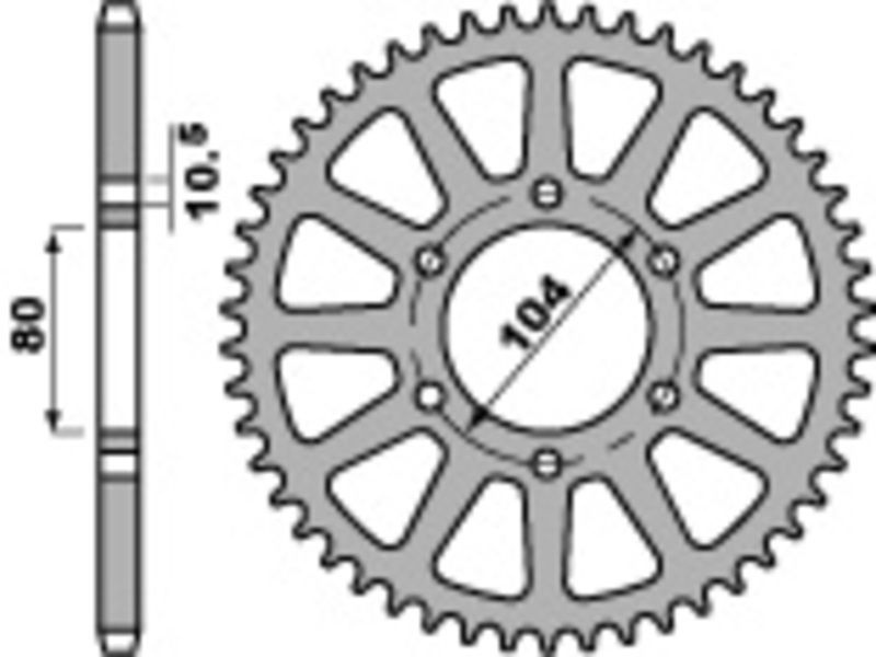 PBR Padrão C45 Aço roda dentada traseira 478 - 520