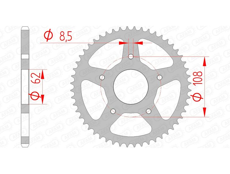 AFAM Steel Standard Rear Sprocket 92122 - 420