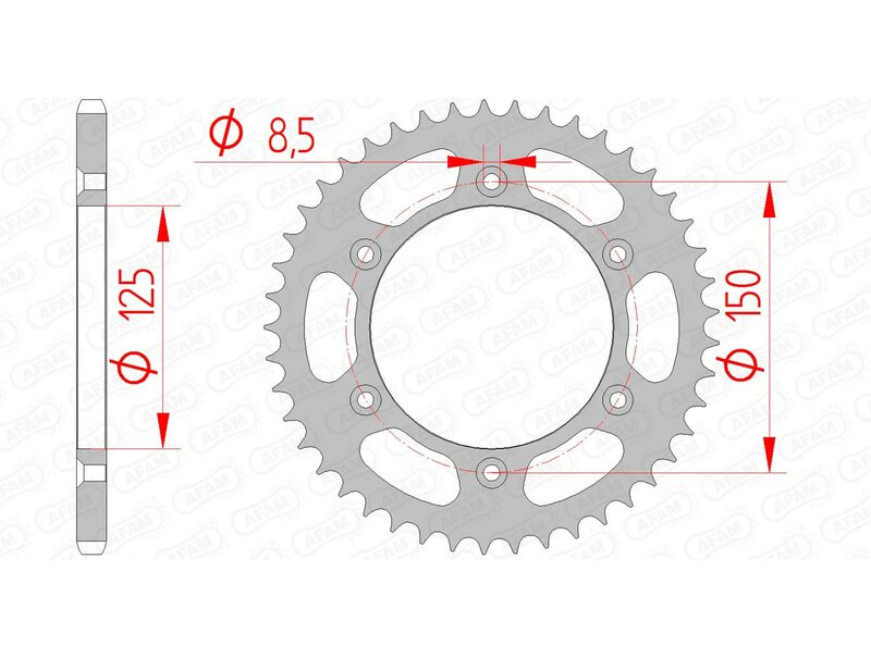 AFAM Steel Standard Rear Sprocket 71304 - 520, Size 260 mm, Size 260 mm