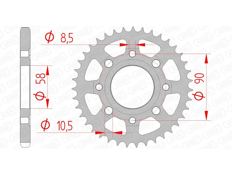 AFAM Steel Standard Rear Sprocket 10201 - 428