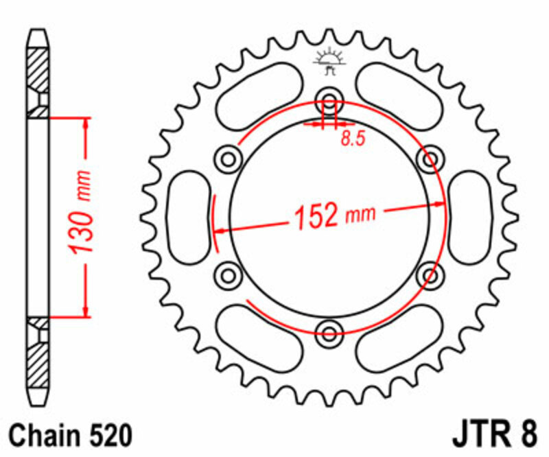 JT KETTENRÄDER Krone JT KETTENRÄDER Standardstahl 8 - 520