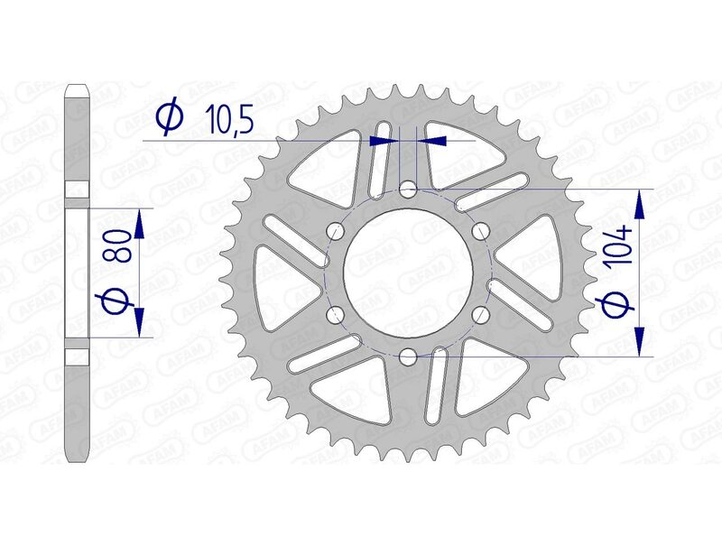 AFAM Aluminium Rear Sprocket 17606520, Size 230 mm, Size 230 mm