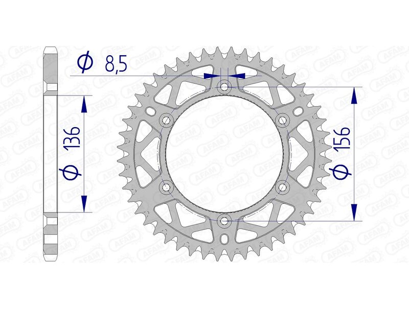 AFAM Aluminium Ultra-Light Self-Cleaning Rear Sprocket 15206 - 520