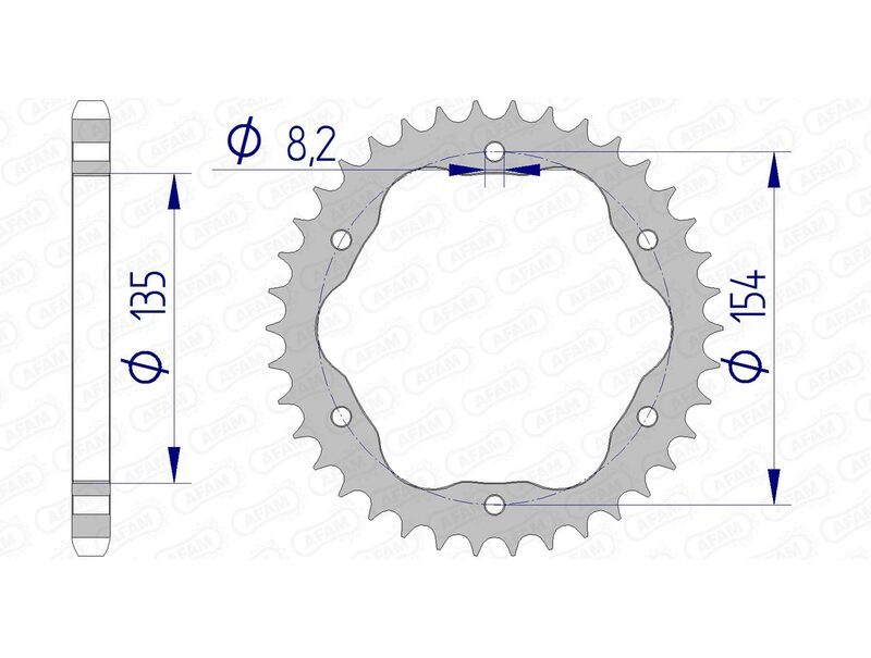 AFAM Aluminium achtertandwiel 51803 - 525 - Vereist een achtertandwieldrager