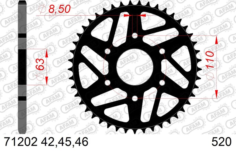 Afam Unisex Steel Standard Rear Sprocket 71202 - 520