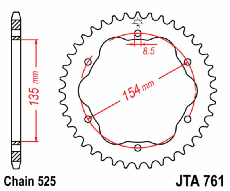 JT SPROCKETS Aluminium Rear Sprocket 761 - 525