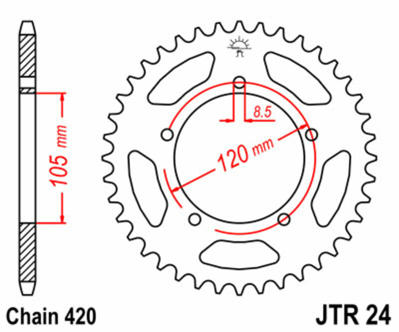 JT SPROCKETS Steel Standard Rear Sprocket 24 - 420