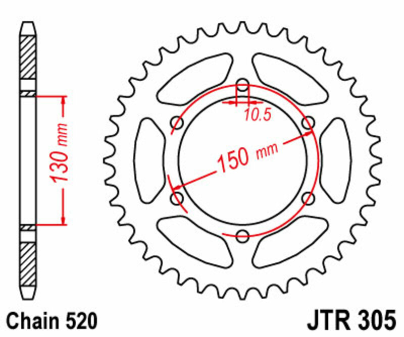 JT SPROCKETS Couronne acier standard 305 - 520
