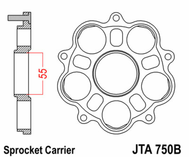 JT SPROCKETS Rear Sprocket Carrier - 5 Silentbloc Ducati