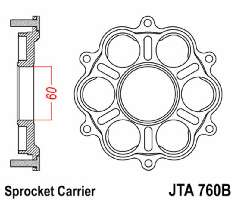 JT SPROCKETS Rear Sprocket Carrier - 6 Silentbloc Ducati
